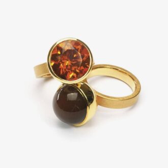 Georg Spreng 2 Ringe Blub Mad Citrin Rauchquarz Gold