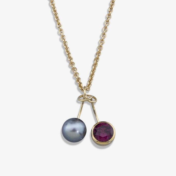 Georg Spreng Halskette Kirsche THPerle Granat Gold