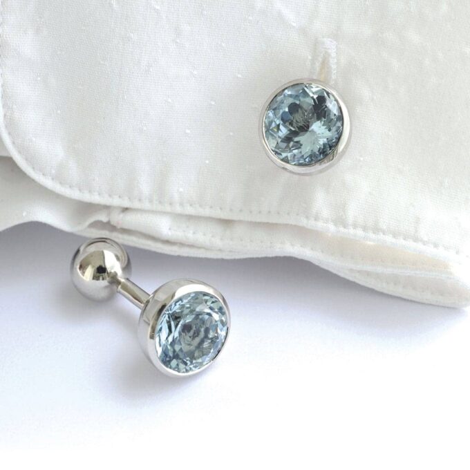 Georg Spreng Manschettenknöpfe Blub Aqua Platin