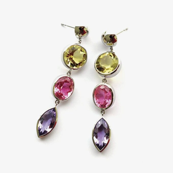 Georg Spreng Ohrhänger Citrin Turmalin Amethyst Platin