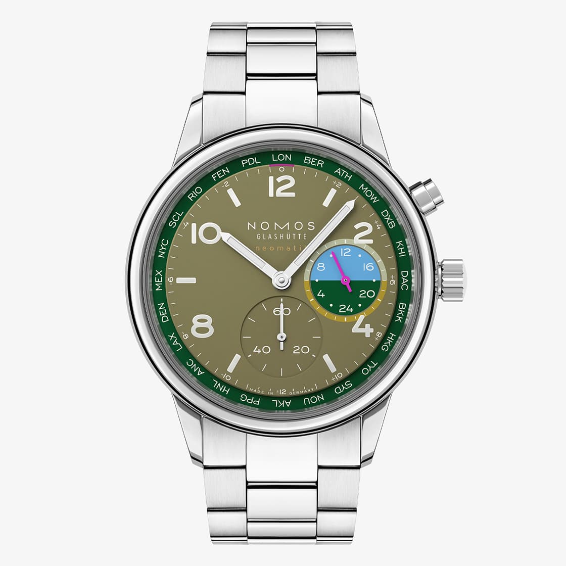 NOMOS Glashuette 0790 S2 Club Sport neomatik Worldtimer Jungle