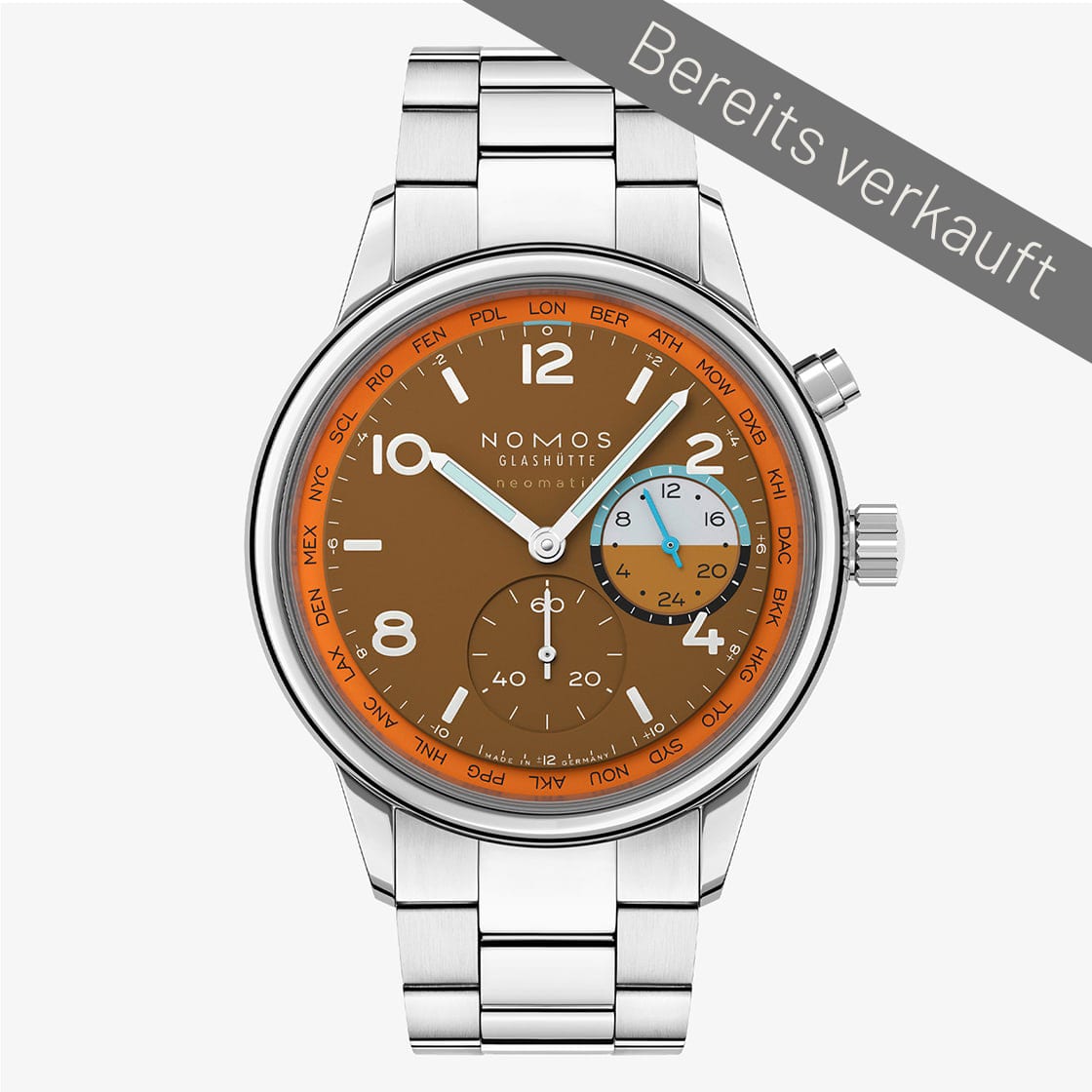 NOMOS Glashuette 0790 S3 Club Sport neomatik Worldtimer Canyon