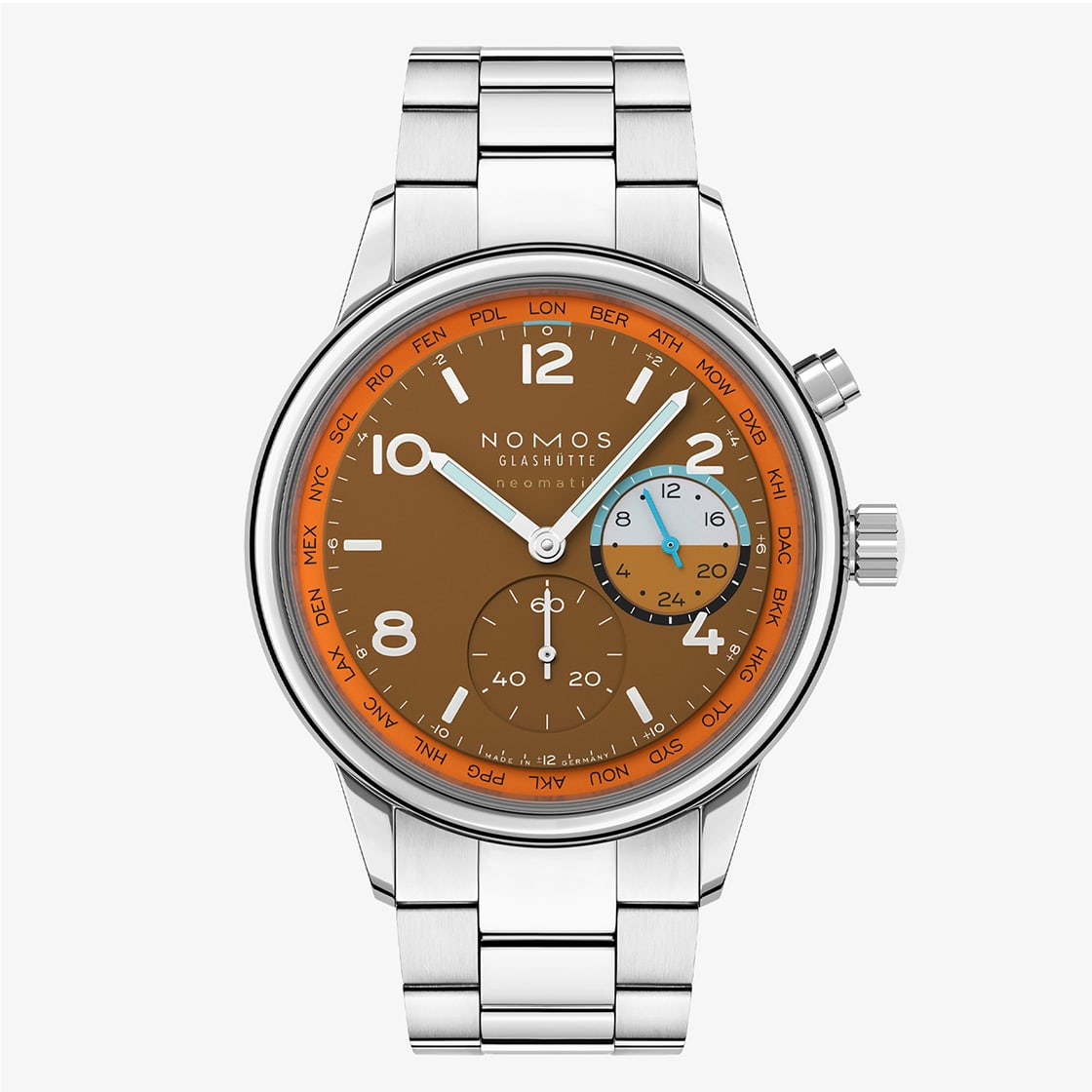 NOMOS Glashuette 0790 S3 Club Sport neomatik Worldtimer Canyon